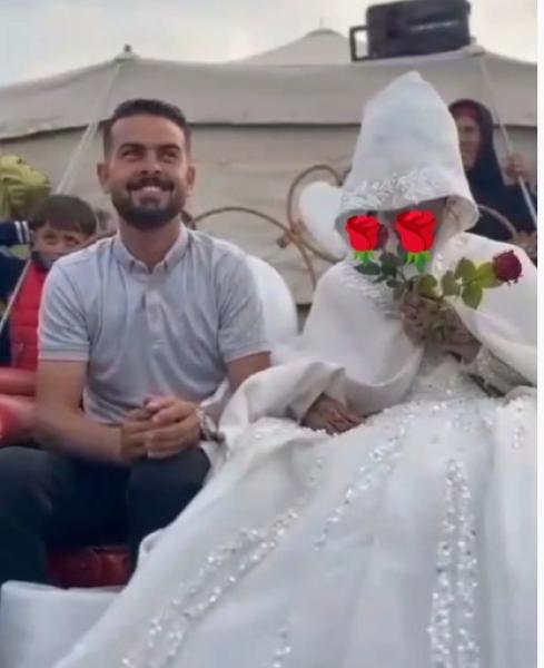 بالفيديو عروسان من غزة يواجهان  الصهاينة بحفل زفاف في الشارع.... موتوا بغيظكم